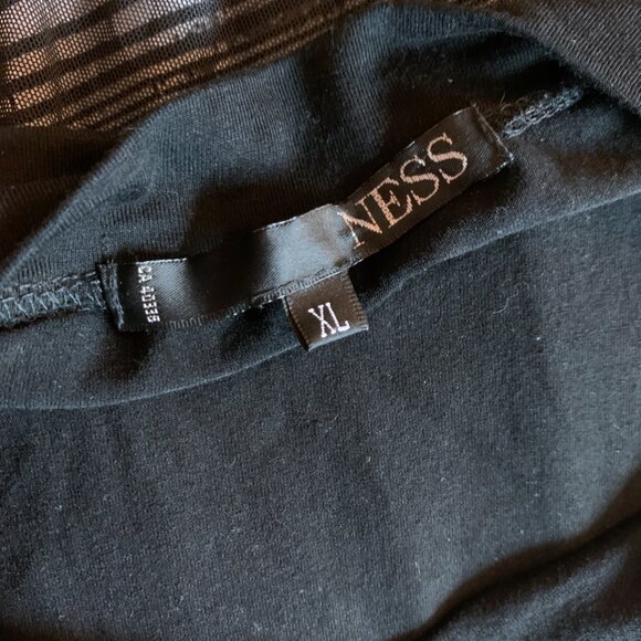 NESS -  XL Asymmetrical Tunic Top Black Gray Abstract Print Long Sleeve - Picture 9 of 11